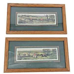 2 Vintage Horse Print Douglas Stock From Scent to View Fox Hunt Equestrian Art